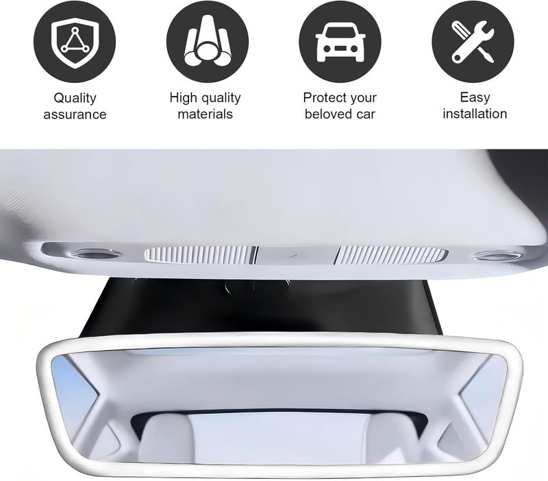 MLY Car Rear View Mirror Protector Frame, Silicone Auto Rearview Edge Protection Cover, Compatible with Model 3 and Y, Rear View Trim Frame Decor, Car Interior Accessories (White) - Image 4